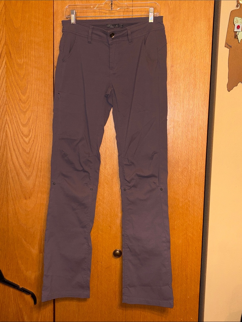 PRANA size 6 x 34” HALLE Outdoor Stretch Zion Convertible Pants Pewter Mauve GUC
